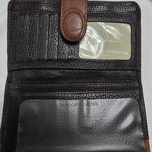 Liz Claiborne Checkbook Wallet black/brown - Picture 6 of 7